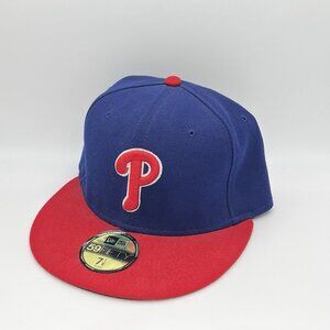 New Era 59fifty Philadelphia Phillies Red & Blue Fitted Cap Hat 7 1/8 MLB